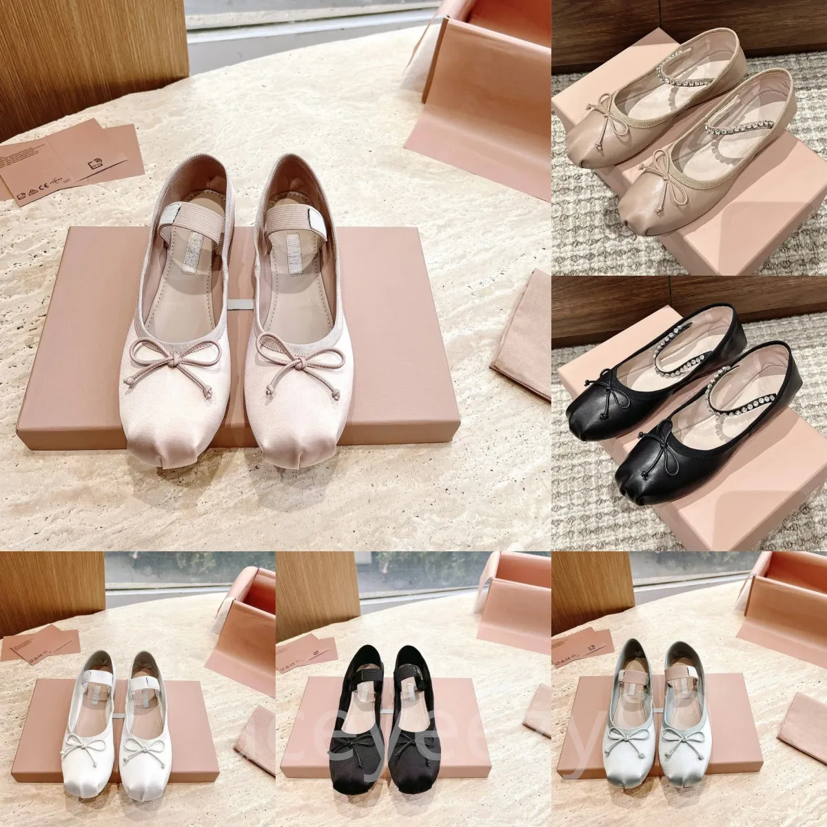 Nuovi sandali piatti da balletto Parigi Donna Scarpe Mary Jane in raso rosa francese Bowknot Ballerine con bocca poco profonda Scarpa singola Festa per il tempo libero Matrimonio