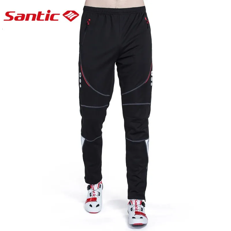 Pantalons de cyclisme Santic pantalons de cyclisme pour hommes hiver polaire thermique collants de vélo coupe-vent réfléchissant pantalons longs hommes pantalons de Sport Asain taille 231201