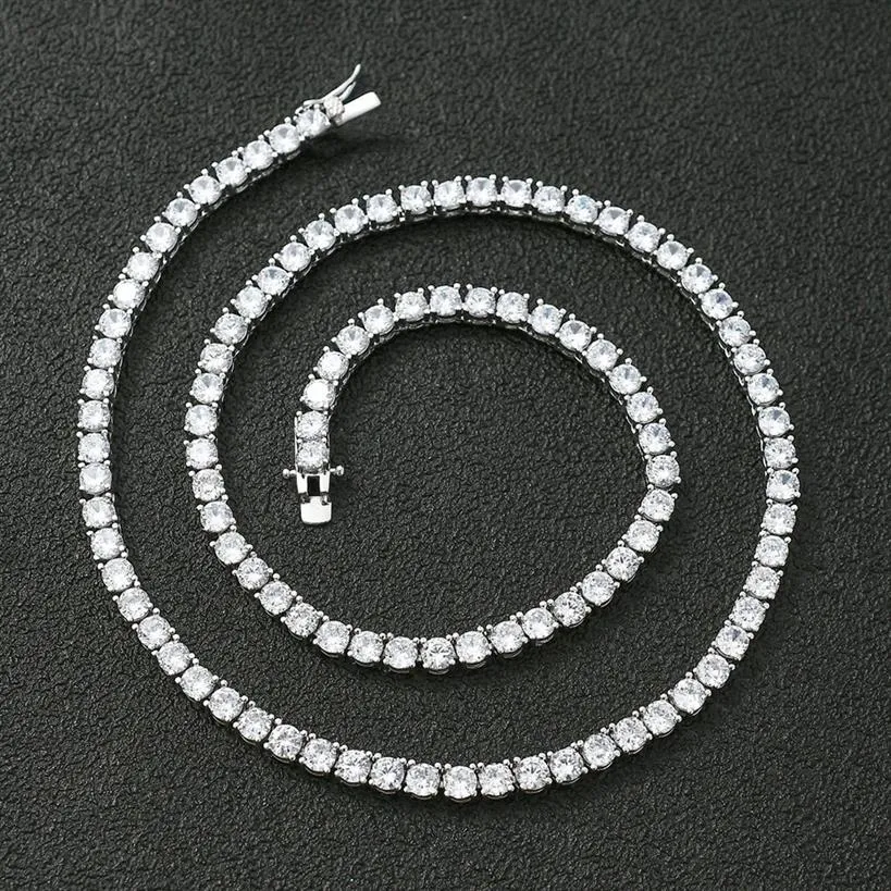 41 45 50 55 cm 925 Sterling Silber Halsband Tennis Halskette 3 mm 4 mm Zirkonia Steine Kette Halsketten für Frauen Verlobung Hochzeit Part2697