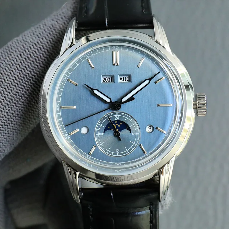 часы мужские часы 9015 Механический механизм, серебряные часы Дизайнерские часы из нержавеющей стали с сапфировым стеклом Водонепроницаемые Montre De Luxe 40 мм 904L Фаза луны