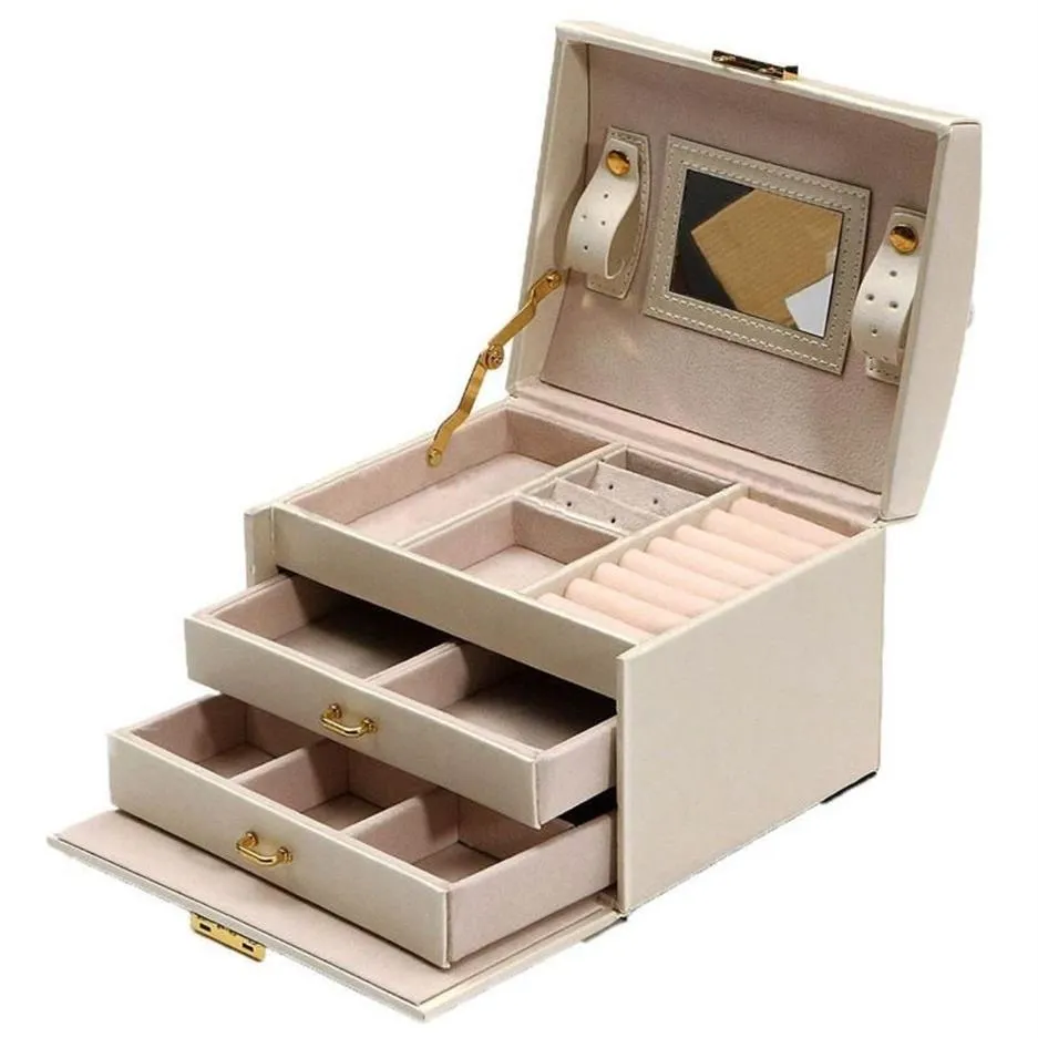 Grote Sieraden Verpakking Display Box Kast Dressing Borst met Sluitingen Armband Ring Organizer Draagtassen 2607