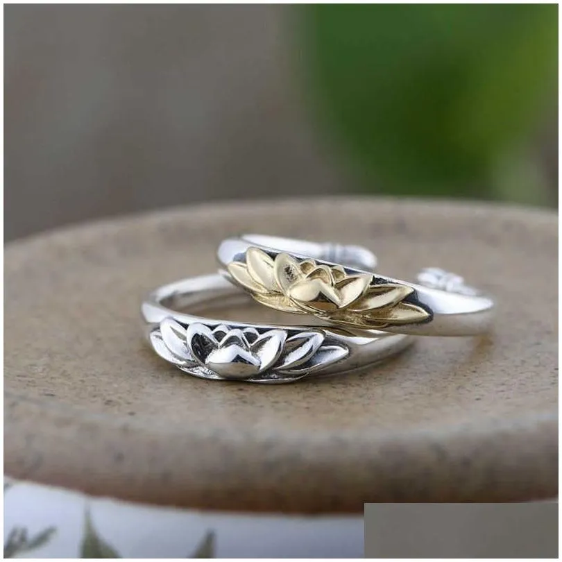 Charm Rings Ventfille 925 Sterling Sier Creative Lotus öppningsring för kvinnor Temperament Personlighet Trendiga smycken 2021 Ny Z0223 DR DHDOM