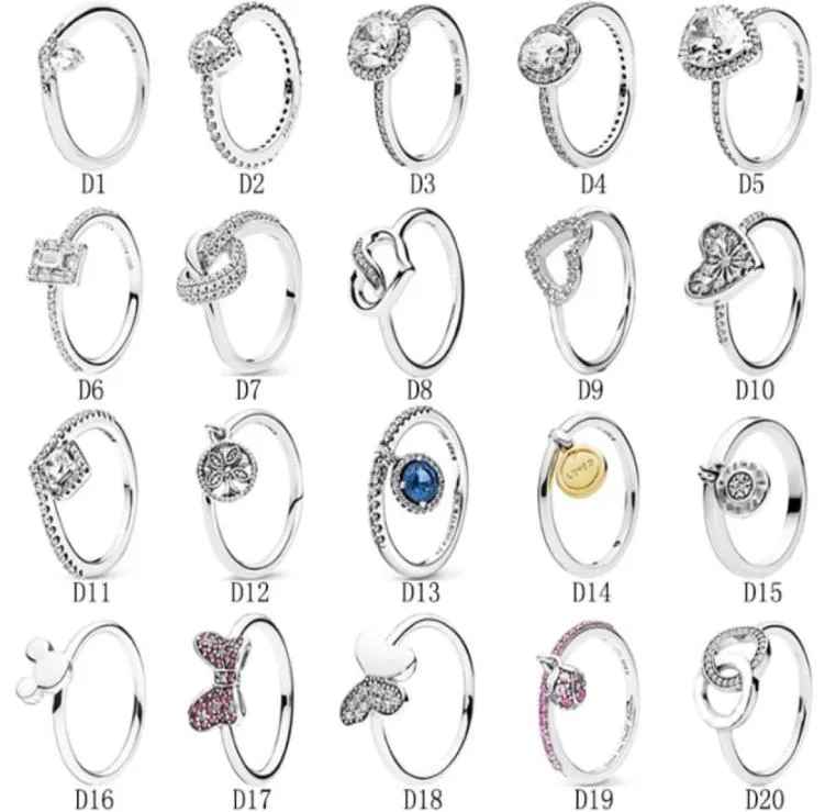 REAL 925 Sterling Silver Rings CZ Diamond anillo en forma anillos de boda joyeria de selecso para mujeres 59 m24217114