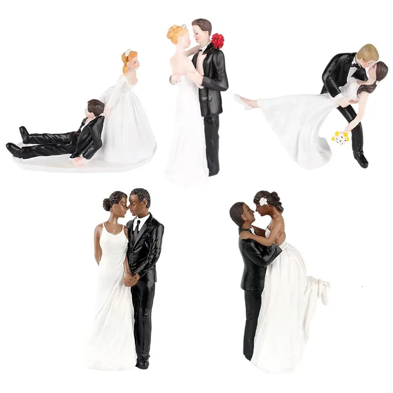 Cake Tools Funny Wedding Cake Toppers Dolls Romantic Bride and Groom Figures Stand Topper Decoration Supplies Marry Harts Figur 231130