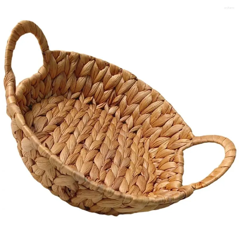 Dinnerware Sets Hand Woven Serving Basket Coffee Table Party Decorative Snack Storage Tray