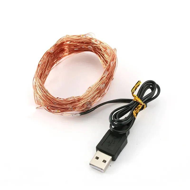 Flexibel USB Copper Wire LED -stränglampor 5V vattentäta striplampor ww tw xmas bröllopsfest julcykeldekoration ll