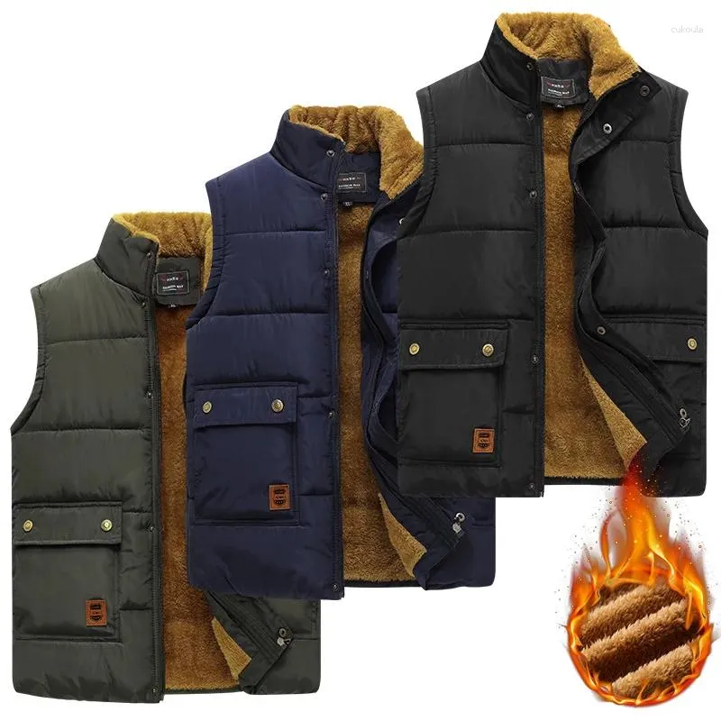 Mannen Vesten Est 2023 Winter Mannen Vest Jassen Dikke Warme Mouwloze Jas Casual Fleece Legergroen Vest Big Size 7XL