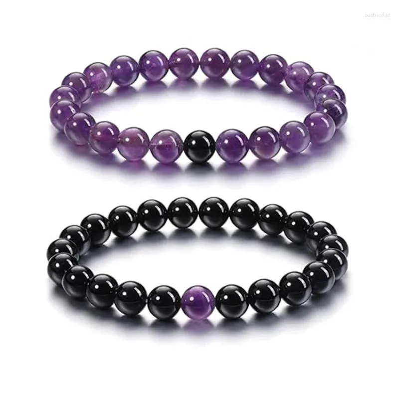 Brin 8mm rond améthyste naturelle oeil de tigre pierre bracelet perlé pour les femmes Reiki guérison cristal énergie Quartz Bracelet extensible