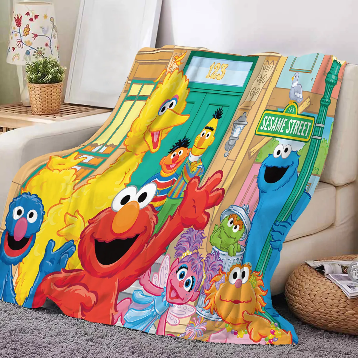 Sesame Street Blanket Nap Blanket Thin blanket blanket Elmo Cookie Monster Big Bird Boy Girl Office air conditioning blanket