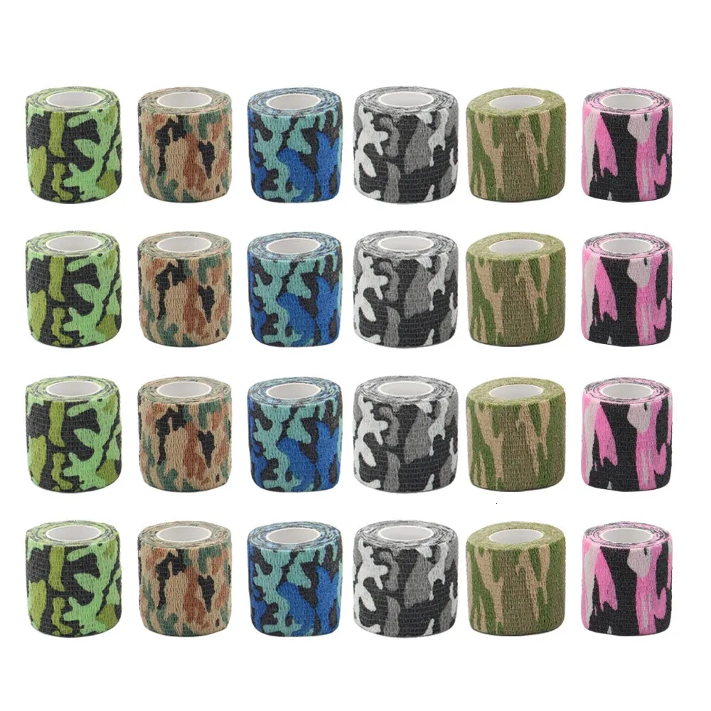 Tattoo Grips 24pcs Camouflage Grip Bandage Cover Elastic Wraps Tapes Nonwoven Selfadhesive Finger Protection for Machine Pen 231130