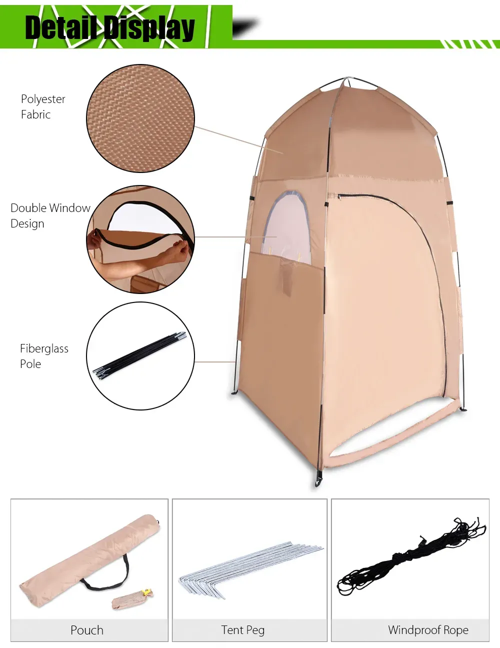 Portable Toilet Tent Collapsible Shower Tent Beach Shower Outdoor Camping Changing Room  Up Privacy Tent with Carry Bag