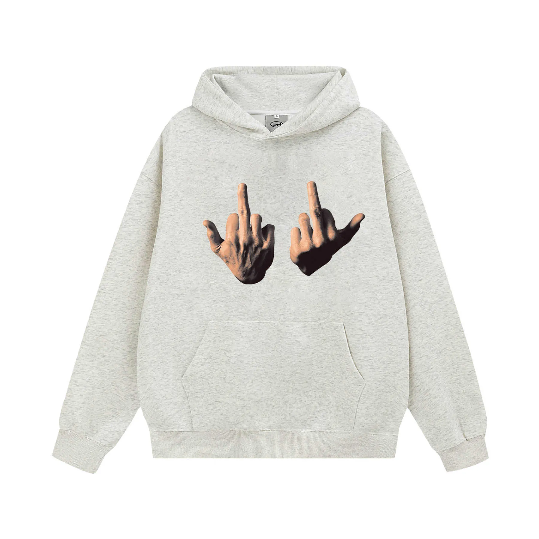 Men's Hoodies Sweatshirts High Street Hoodie Loose Hooded Long-sleeved Top With Middle Finger Print Fashion Hiphop Pullover Hoodie Woman T231201