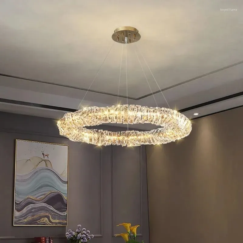 Hanglampen Licht Luxe Kristallen Ring Restaurant Kroonluchter Woonkamer Slaapkamer El Office Decoratieve Verlichtingsarmaturen