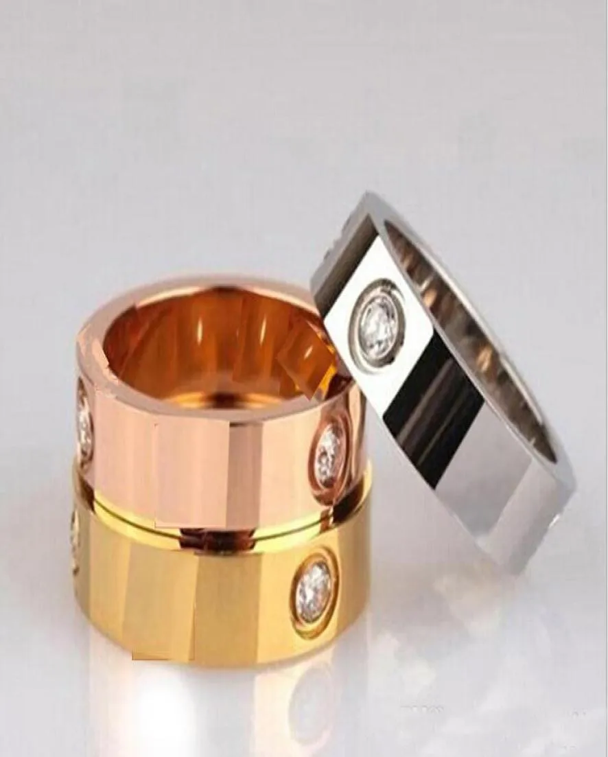 Titanium roestvrijstalen ringen voor dames Heren sieraden Koppels Zirkonia Goud Zilver Roségouden ringen met rode zak 4 mm 6 mm 6570690