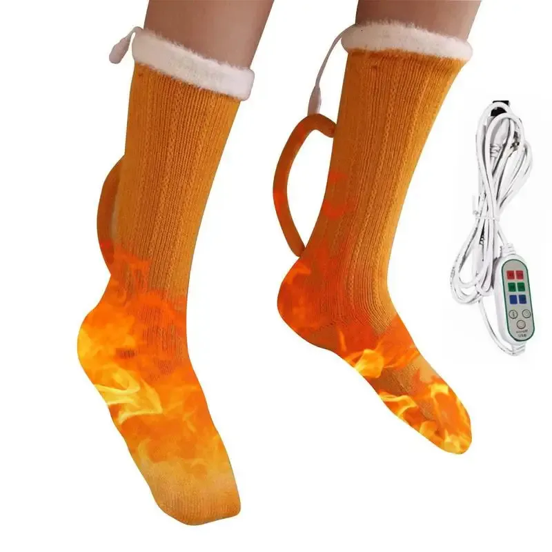 Спортивные носки USB Носки с электрическим подогревом унисекс с подогревом для женщин Зарядка пивного стакана Зима Лыжный отдых Туризм Велоспорт 231201