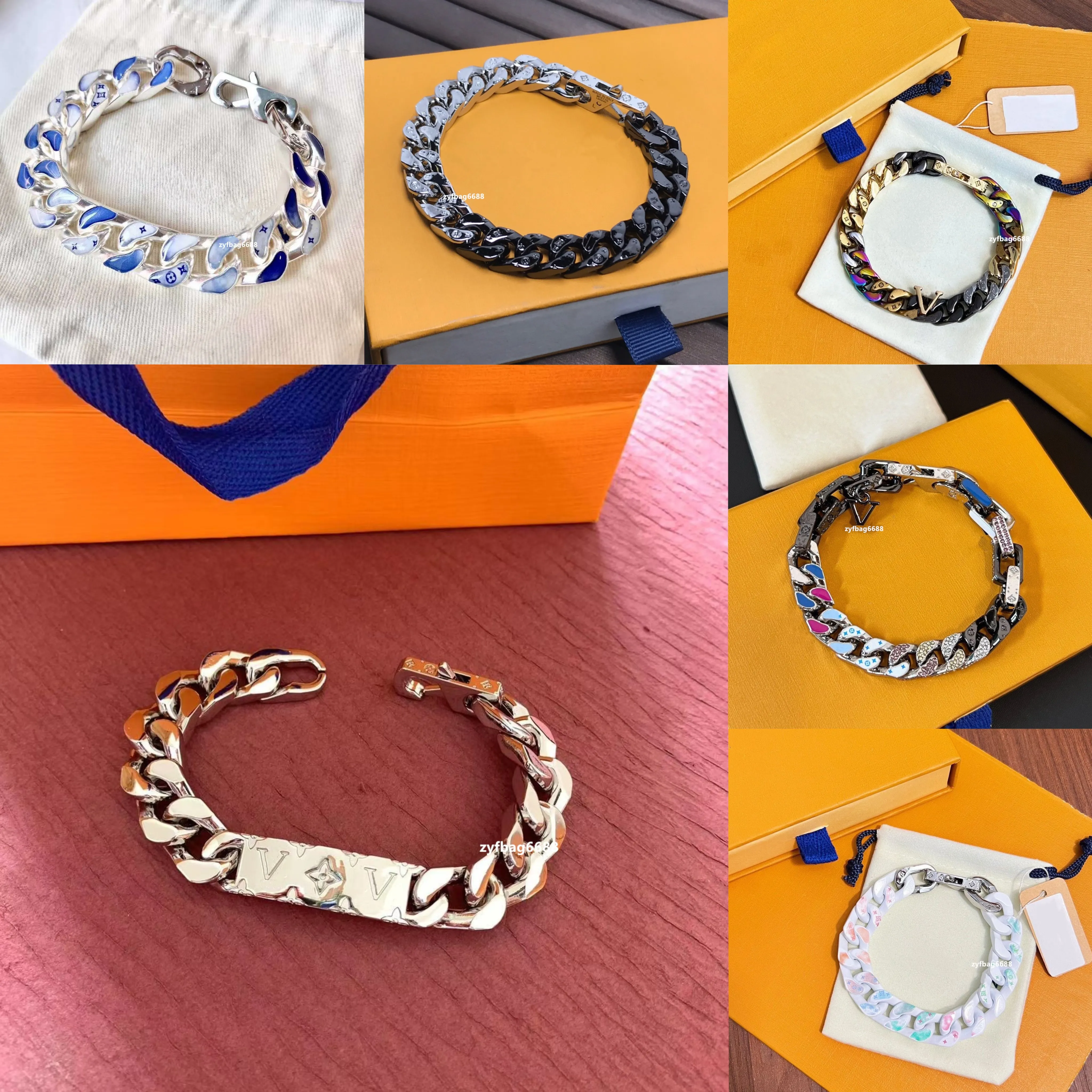 24 Senaste designer smycken armband monogram kedja mångsidig modebrevskort för män och kvinnors engagemangsgåva Valentine