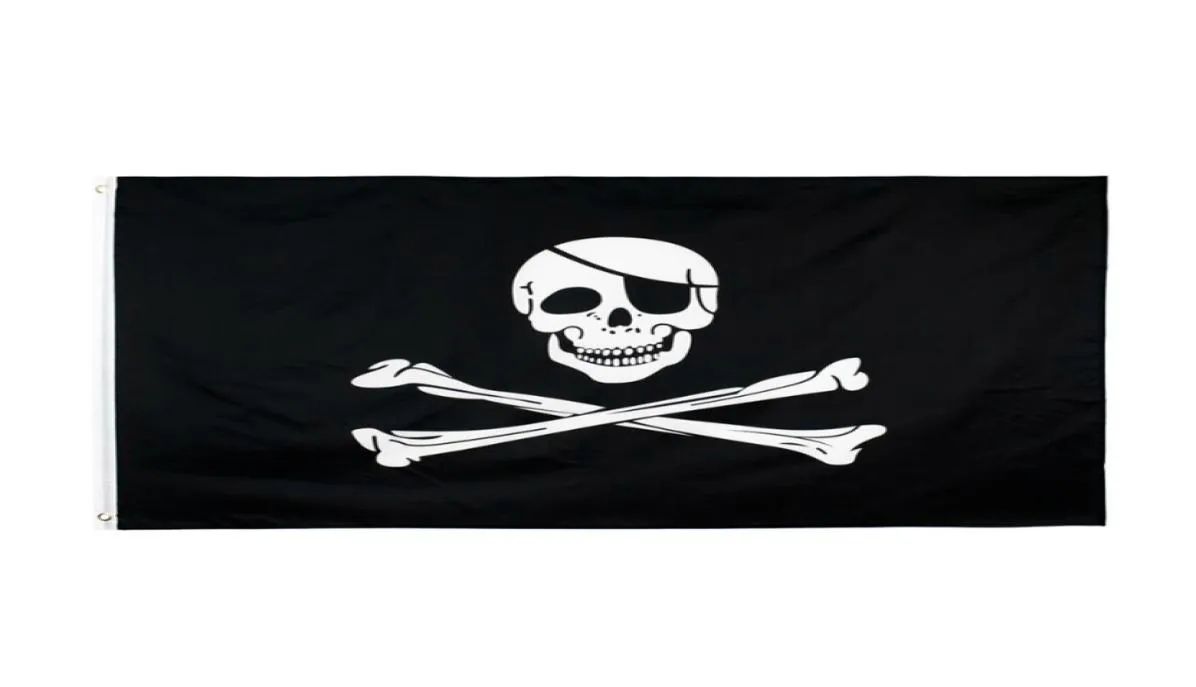 Ürpertici düzensiz yaşlı Jolly Roger Kafatası Çapraz Kemikler Korsan Bayrak Doğrudan Fabrika 100 Polyester 90x150cm 3x5fts9744445