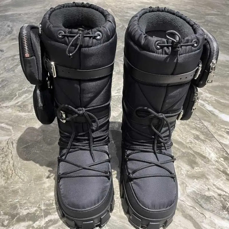 Gruba dna damska zimowa futro w połowie zawodu jedna mała torba krótkie buty narciarskie na północno-wschodnie śnieżne buty 120723a