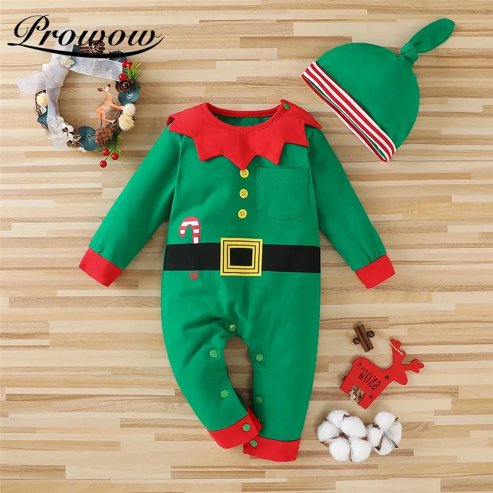 Комбинезоны Prowow, одежда Санта-Клауса для новорожденных, комбинезоны, детский рождественский костюм, детские комбинезоны с длинными рукавами, детская одежда для мальчиков 231130