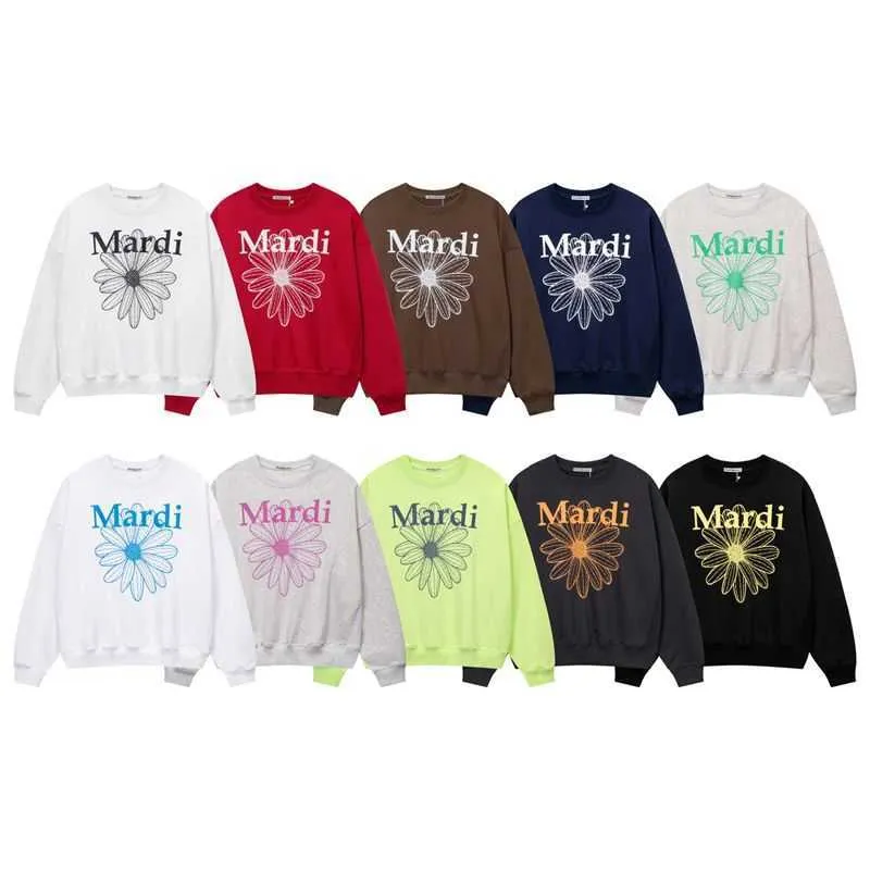 Hoodies Sweatshirts Mardi Trendy Autumn New Daisy Letter Print Pullover Long Sleeved Loose Fitting Men And Women's Round Neck Hoodie Trend