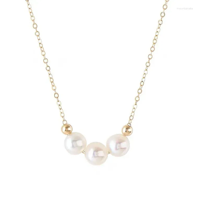 Chains Lefei Fashion Bit Flaw Luxury 8-9mm White Freshwater Round Pearl Smile Necklace Women S925 Silver Party Wedding Elegant Jewelry