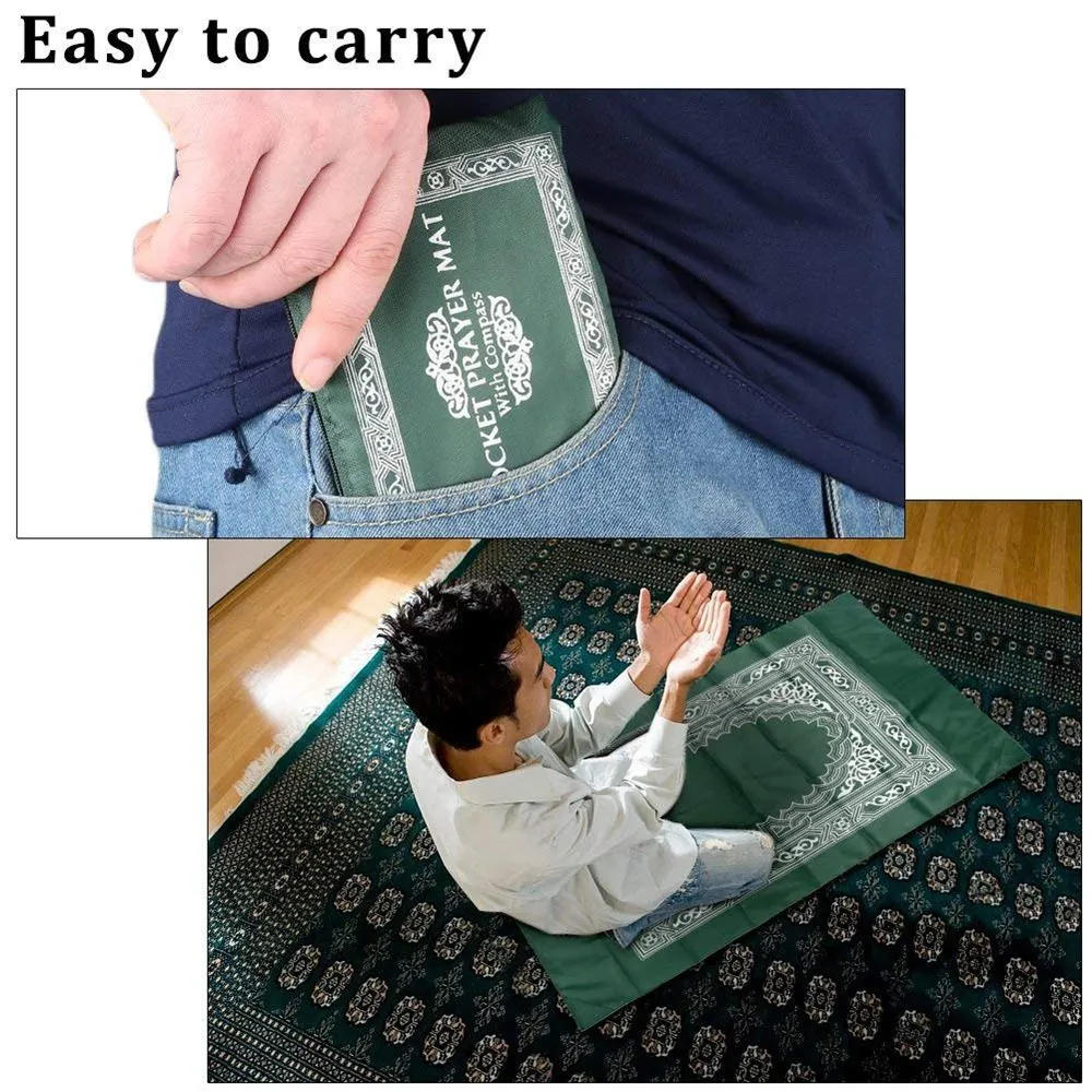 60*100cm Muslim Prayer Rug with Compass Waterproof Islamic Outdoor Prayer Carpet Portable Muslim Travel Prayer Mat Great Ramadan Gift