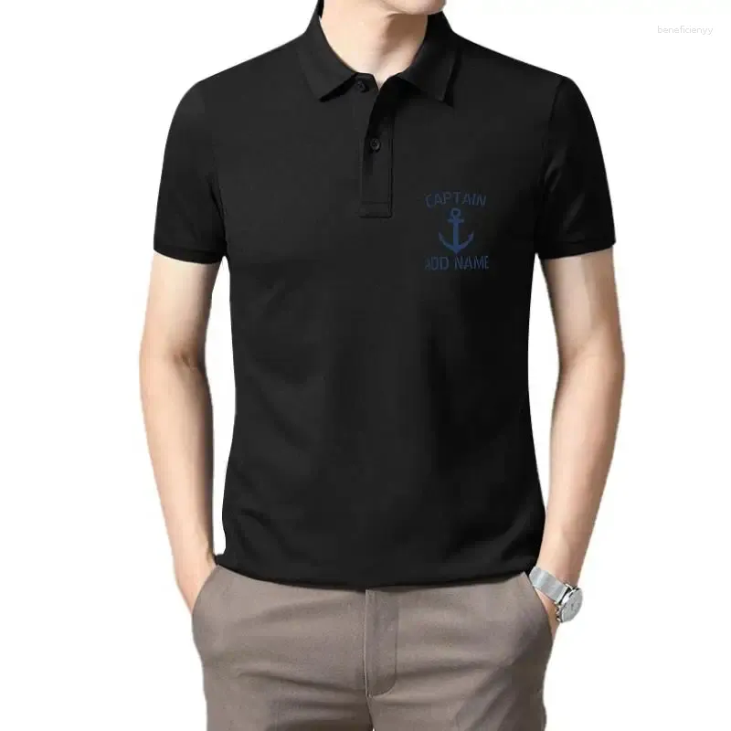 Polos masculinos personalizados capitão do barco adicionar nome âncora camisetas