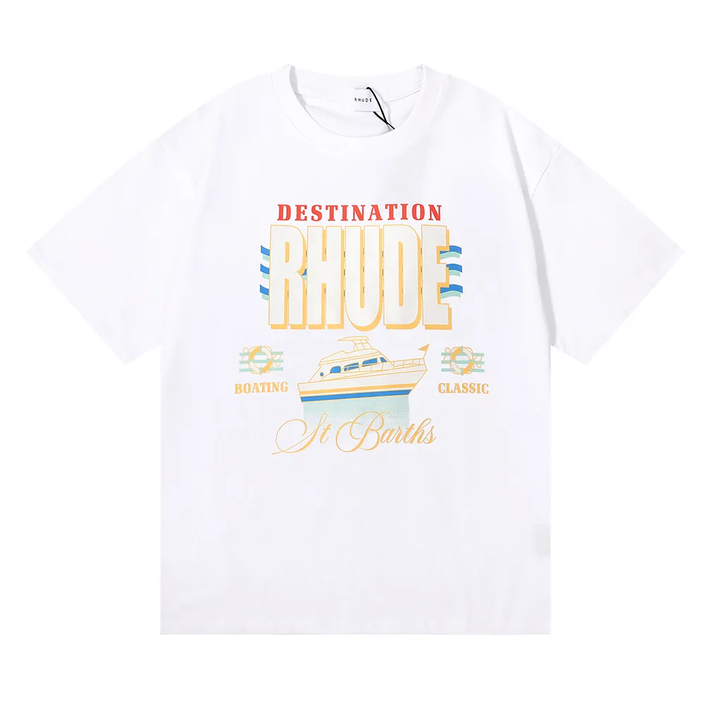 Rhude Luxury Brand Rhude Shirt Men TシャツDesigner Men Shirt Men Shorts Print White Black S M L XL Street Cotton Fashion Youth Mens Tshirts tshirtkj0d