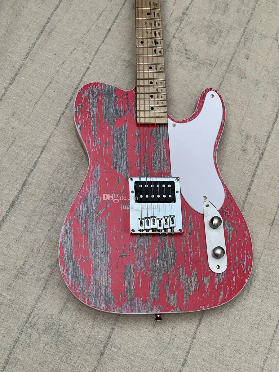 Sällsynt dammig Hill Billygibbons John Bolin Peeler Red Relic Electric Guitar Chrome Hardware White Pickguard Vintage Tuners