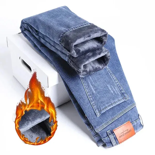 店内商品がすべてレジにて半額!! Thermal Mens Snow Winter Fleece Stretchy Warm, Pants Denim Clothing