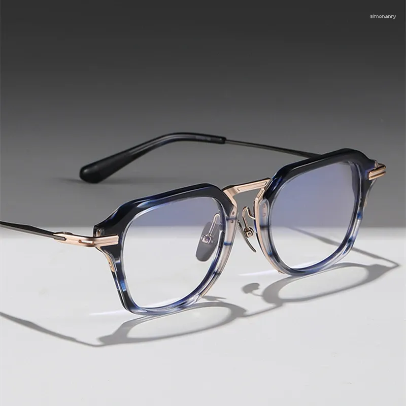 Montature per occhiali da sole Montature per occhiali oversize in acetato di titanio vintage per uomo Occhiali da vista quadrati alla moda da donna Design del marchio Viso grande