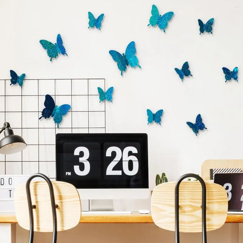 Wall Stickers 3D Simulation Flashing Butterfly Sticker For Party Wedding Living Room Home Decorations 12pcs Fridge DIY Art
