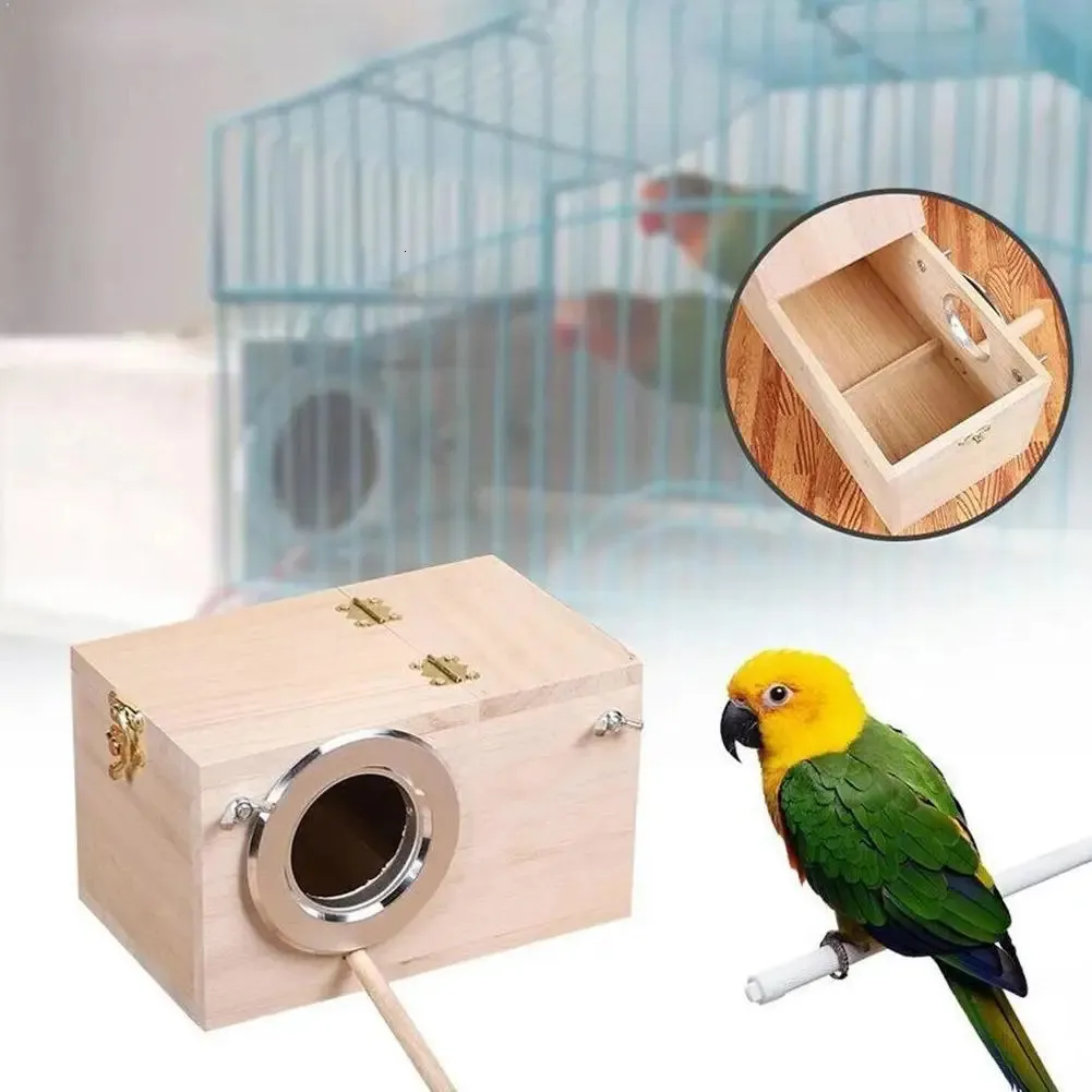 Gaiolas de pássaros de madeira Caixa de criação de pássaros Periquito Caixa de ninho Budgie Gaiola de madeira Pet Bird House para papagaio Lovebirds Finch Parrotlets Acasalamento Bo M3R1 231201