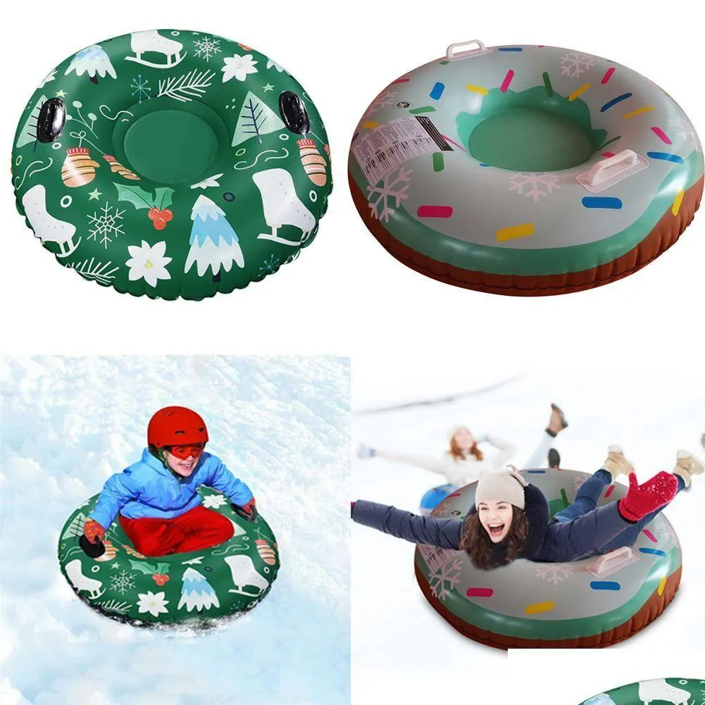 Anello da sci gonfiabile per slittino Cerchio invernale con maniglia Galleggiante Slitta Ing Board Accessori per giocattoli per tubi da neve all'aperto in PVC 221114 Drop Deli Dhkeq