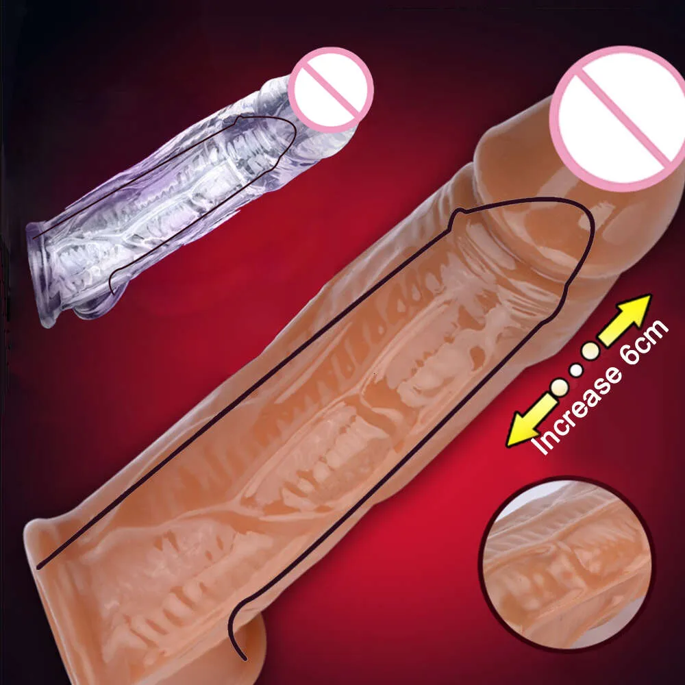 Juguetes sexuales masajeador consoladores masculinos retrasar la eyaculación reutilizable funda para pene agrandamiento extensor de pene juguetes para hombres anillo potenciador