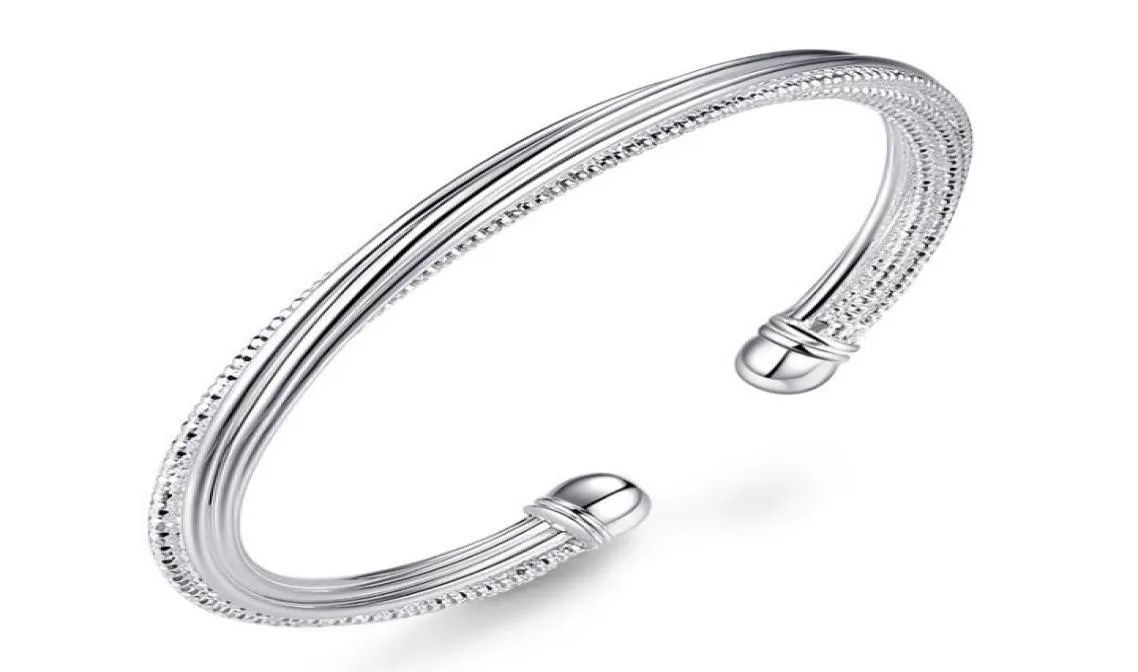 Mode nyaste 925 Sterling Silver Plated Armband för Women Jewelry Line Designer Open Bangle Armband Whole2673430