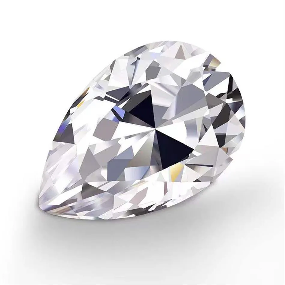 Pierre de Moissanite blanche, couleur D VVS1, taille poire, 2x3-10x14mm, avec certificat GRA246l