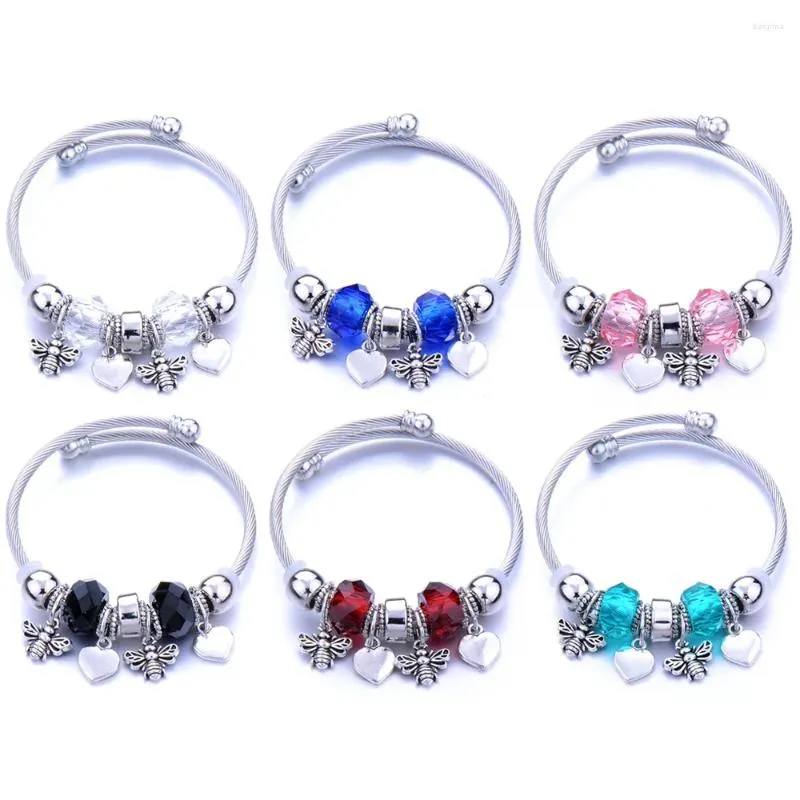 Strand Zinc Alloy Bee Metal Bracelet Pendant Crystal Spring Beads Love Mood Couple Korean Version Fresh And Many Styles