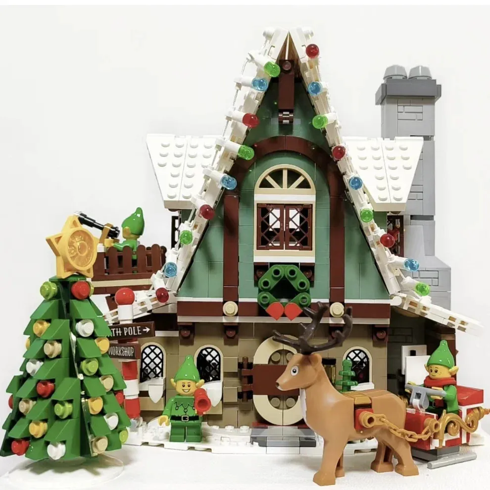 Świąteczne materiały zabawek w magazynie 10275 ekspert kreatywny Winter Village Club House Sleigh Tree Building Building Bricks Toy Kid Prezent Bożego Narodzenia 231130