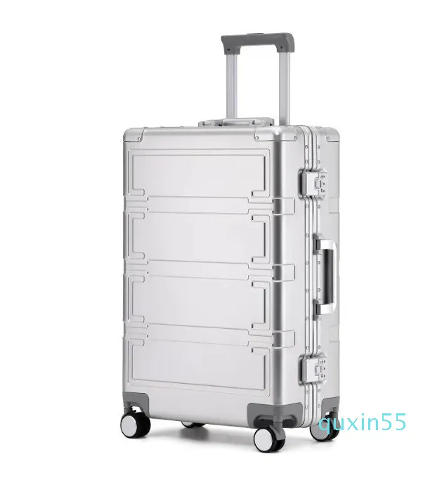 Valises tout en aluminium bagages de voyage bagage à main homme étudiant chariot costume tige de traction en métal femme embarquement