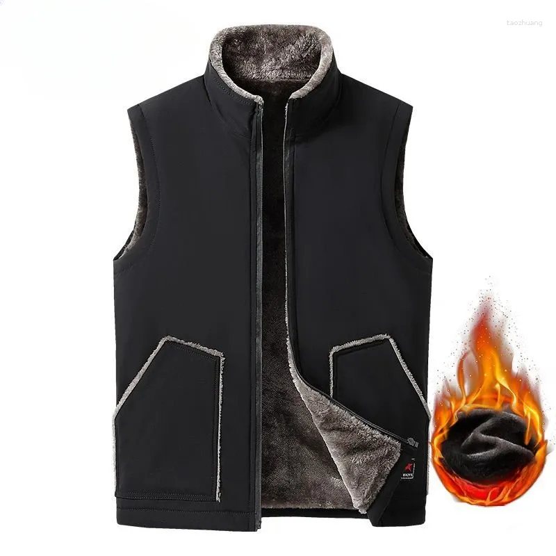 Gilet da uomo 2024 Autunno Inverno Del Collare Del Basamento Senza Maniche Cappotti Maschili Casual di Spessore Caldo Gilet Da Uomo All'aperto Gilet di Colore Solido D644