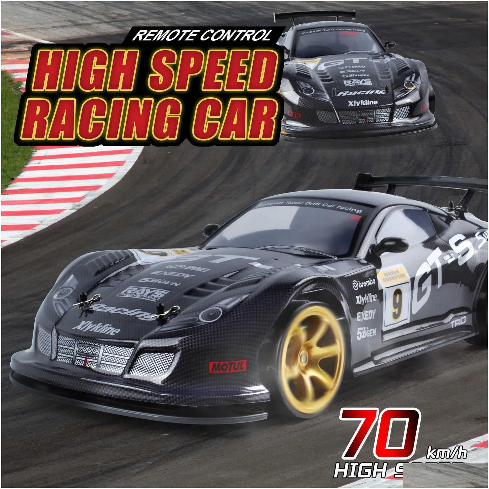 Electric/RC Car 1 10 4WD Remote Control 70km/h High Speed Drift Racing Simulation GTR Toy Off-road Rc Kids Toys T221214