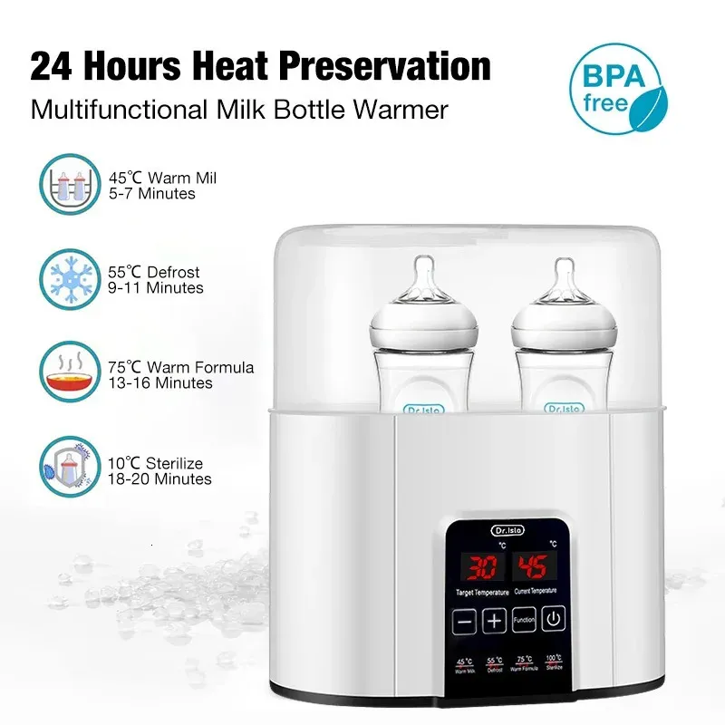 Bottle Warmers Sterilizers# Dr.isla Baby Bottle Warmer Bottle Sterilizer Double Bottle Warmer for Breast Milk LCD Display Accurate Temperature Control 231201