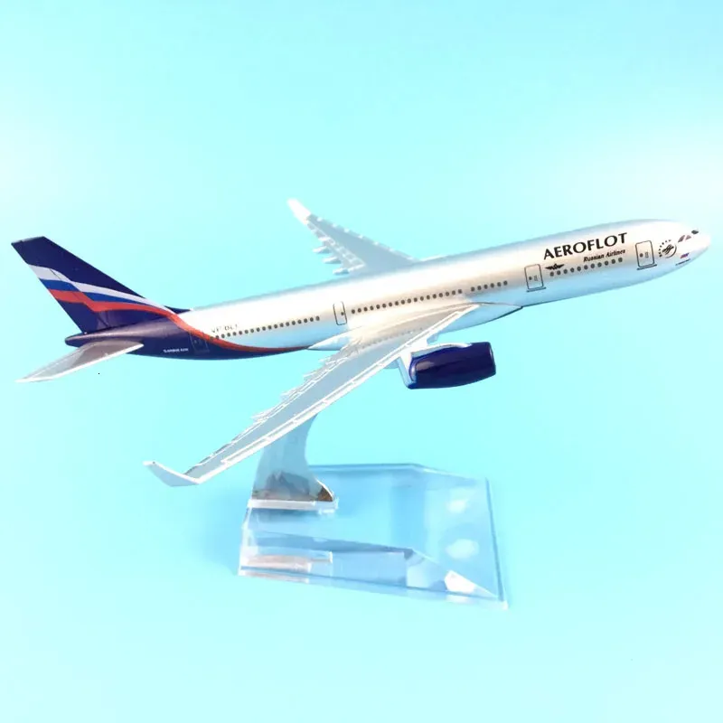 Puzzle 3D Lega di metallo Air Aeroflot Russian Airlines Airbus A330 Airways Modello di aereo Aereo con supporto Aereo per giocattoli per bambini Regalo 231201