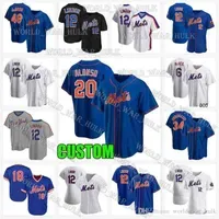 Baseball Jerseys NEW College Baseball Wears baseball 20 Pete Alonso Jersey Custom 2021 Mets 48 Jacob deGrom Darryl Strawberry 17 Keith Hernandez Dwight Goode