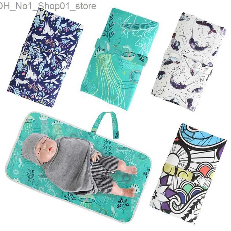 Changing Pads Covers Baby Portable Diaper Changing Pad Diaper Changer Cotton Washable Foldable Baby Changing Mat Station Infant Gift Q231202