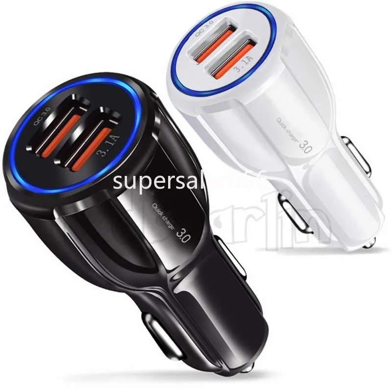 30W Schnelles Schnellladen Dual-USB-Autoladegerät Tragbares Auto-Netzteil für iPhone 14 15 12 13 Samsung S10 S22 S23 S24 HTC PC GPS S1