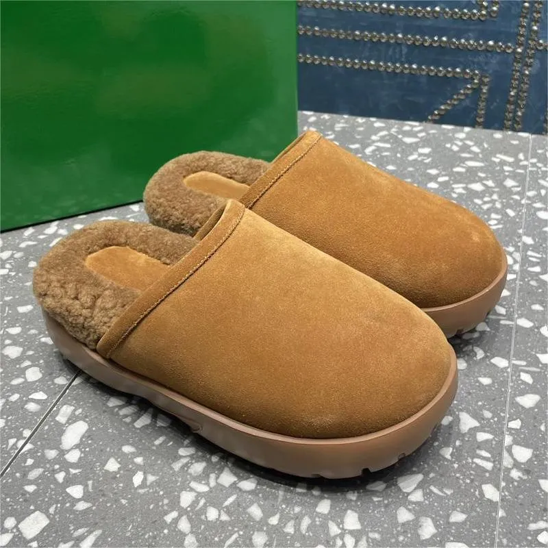 Kadın Snap Terlik Lüksler Tasarımcı İtalya Stil Kar Açık Slaytlar Shearling Calfskin Lmbskin Karamel Siyah Platform Ayakkabı Yeşil Kutu 35-40