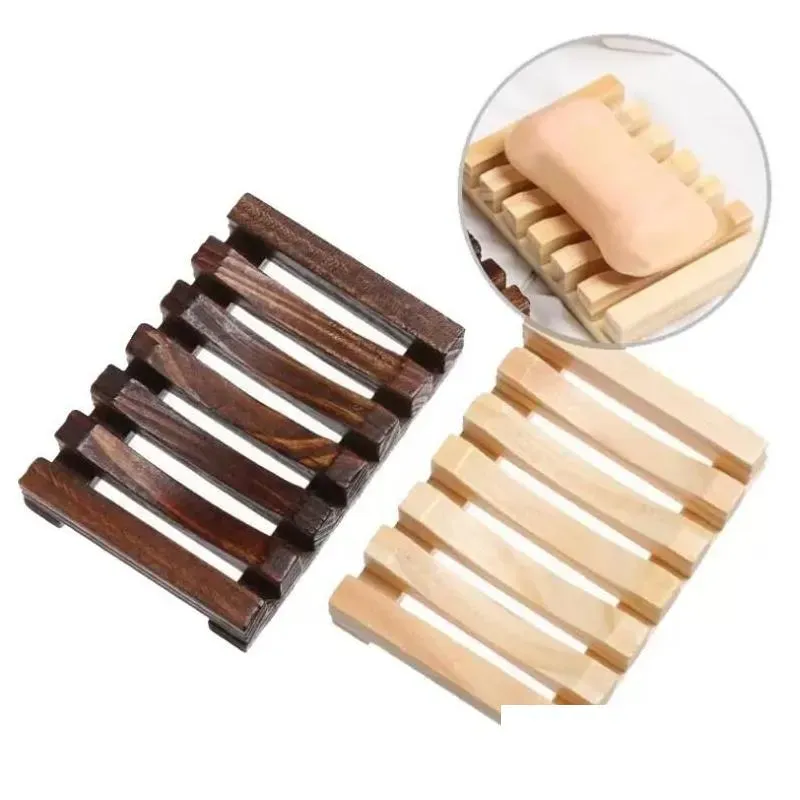 Bath soap Dishes Natural Bamboo Wooden Soap Dishes Plate Tray Holder Box Case Shower Hand Washing Soaps Holders