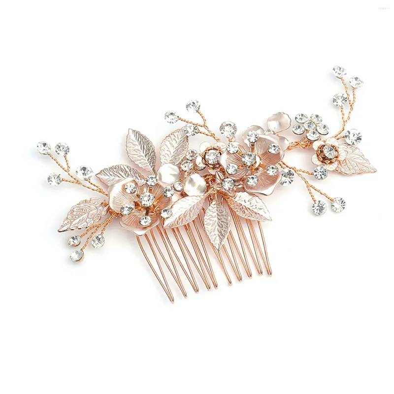 Pinces à cheveux en forme de feuille de fleur, peignes de coiffure antidérapants, luxueux, avec strass complets, couvre-chef pour accessoires de coiffure à créer soi-même